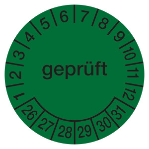 Mehrjahresprüfplakette "geprüft" Grün Ø 30 mm