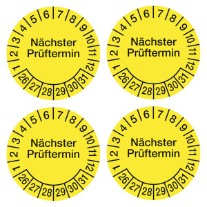 Mehrjahresprüfplakette "Nächster Prüftermin" Gelb Ø 60 mm