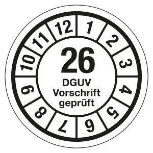 Jahresprüfplaketten Ø 35 mm "DGUV Vorschrift geprüft" 10 Stück/Bogen