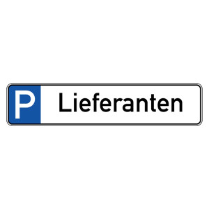 Parkplatzreservierungsschild "Lieferanten" Aluminium geprägt 520 x 110 mm