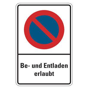 Parkverbotsschild "Be- und Entladen erlaubt" Aluminium geprägt und gelocht 400 x 600 mm