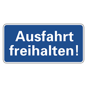 Hinweisschild "Ausfahrt freihalten!" Aluminium geprägt und gelocht 350 x 170 mm