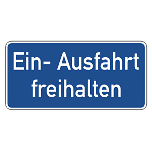 Hinweisschild "Ein- Ausfahrt freihalten" Aluminium geprägt und gelocht 350 x 170 mm