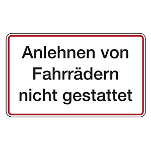 Verbotsschild Anlehnen von Fahrrädern nicht gestattet