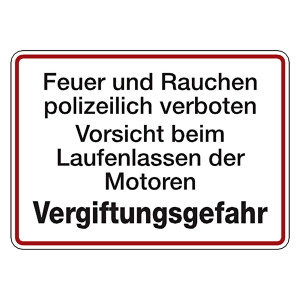 Verbotsschild Feuer und Rauchen polizeilich verboten Vergiftungsgefahr Aluminium geprägt und gelocht 350 x 250 mm Einzelschild