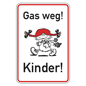 Hinweisschild "Gas weg! Kinder!" Aluminium 500 x 750 mm