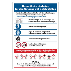 Gesundheitsratschläge für den Umgang mit Gefahrstoffen nach GHS