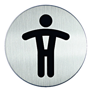 Türschild Piktogramm "Herren" Edelstahl gebürstet selbstklebend Ø 83 mm