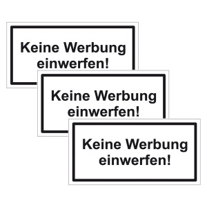Hinweisschild "Keine Werbung einwerfen!" 3er Pack Folie selbstklebend 100 x 50 mm