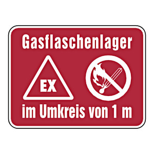 Hinweisschild Brandschutzzeichen "Gasflaschenlager im Umkreis von 1 m" Aluminium geprägt und gelocht