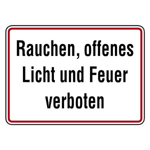 Verbotsschild Rauchen, offenes Licht und Feuer verboten Aluminium geprägt und gelocht 350 x 250 mm Einzelschild