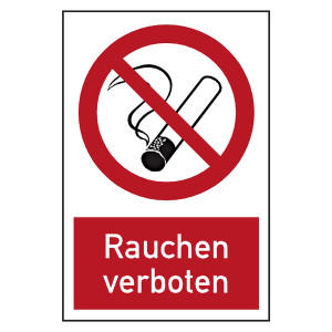 Verbotszeichen Kombischild Rauchen verboten Folie 150 x 200 mm Einzeletikett