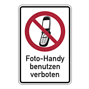 Verbotsschild Foto-Handy benutzen verboten Kombischild Folie 100 x 150 mm Einzeletikett