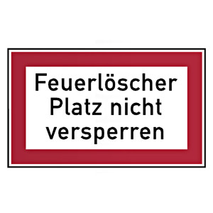 Feuerwehrzeichen Feuerlöscher Platz nicht versperren DIN 4066 Aluminium geprägt und gelocht 200 x 120 mm Einzelschild