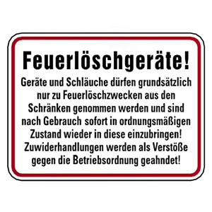Feuerwehrzeichen Feuerlöschgeräte Geräte und Schläuche nur für Feuerlöschzwecke Aluminium geprägt und gelocht 400 x 300 mm Einzelschild