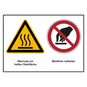 Hinweisschild Kombischild "Warnung vor heißer Oberfläche / Berühren verboten" nach DIN EN ISO 7010