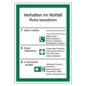 Verhalten im Notfall - Ruhe bewahren