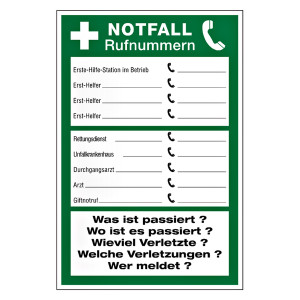 NOTFALL Rufnummern