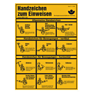 Aluminiumschild "Handzeichen zum Einweisen" nach BGV A8 und ASR A1.3, Aluminium glatt 290 x 400 mm