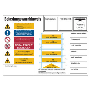 Belastungswarnhinweis Fachbodenregal aus Aluminium glatt 297 x 210 mm