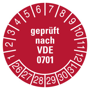 Prüfplakette Geprüft nach VDE 0701 Rot