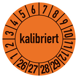 Prüfplaketten orange Ø 30 mm "kalibriert" 10 Stück/Bogen