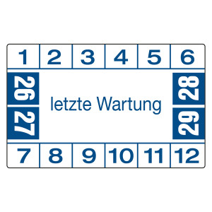 Prüfplaketten weiß 40 x 25 mm "letzte Wartung" aus PVC-Folie 10 Stück/Bogen