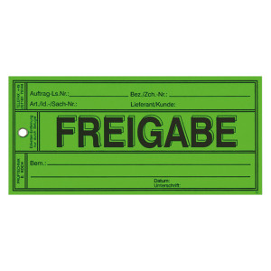 Anhänge-Etiketten Freigabe, Grün, Karton, 150 x 70 mm, Rechteckig, 500 Stück/Pack