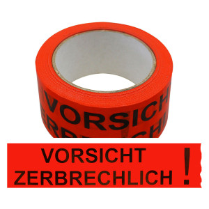 Klebeband "Vorsicht zerbrechlich!" Rolle 50 mm x 66 lfm