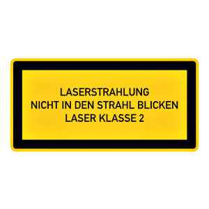 Hinweisschild "Laserstrahlung Laser Klasse 2"