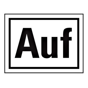 Hinweisschild "Auf" Aufkleber Folie selbstklebend 40 x 30 mm, 30 Stück/Bogen