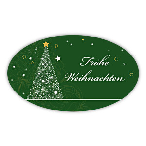 Weihnachtsaufkleber Weihnachten Tannenbaum oval 60 x 35 mm 100 Stück auf Rolle