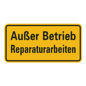 Warnschild "Außer Betrieb Reparaturarbeiten" Aluminium geprägt und gelocht