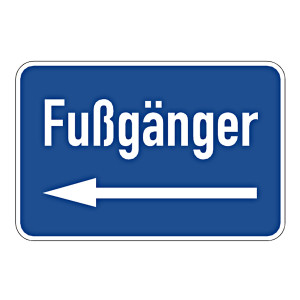 Gebotsschild "Fußgänger Pfeil nach links" Aluminium Verbundplatte 3 mm 600 x 400 mm
