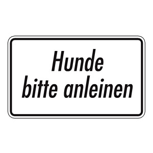 Grundstücksschild "Hunde anleinen" Aluminium geprägt und gelocht