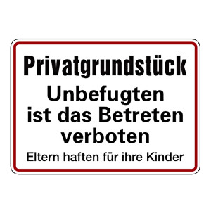 Verbotsschild Privatgrundstück Unbefugten Betreten verboten Aluminium geprägt und gelocht 350 x 250 mm Einzelschild