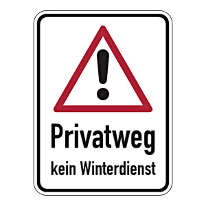 Grundstücksschild Kombischild "Privatweg kein Winterdienst" Aluminium geprägt und gelocht