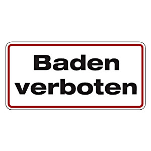 Verbotsschild Baden verboten Aluminium geprägt und gelocht 350 x 170 mm Einzelschild