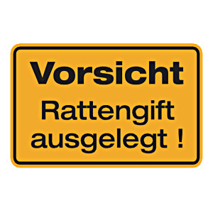 Grundstücksschild "Vorsicht Rattengift ausgelegt!" Aluminium geprägt und gelocht 200 x 120 mm