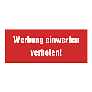 Hinweisschild "Werbung einwerfen verboten!" Aufkleber 100 x 40 mm (B x H)