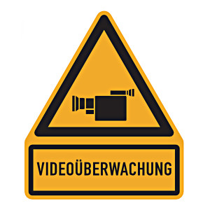 Hinweisschild gelb "Videoüberwachung"