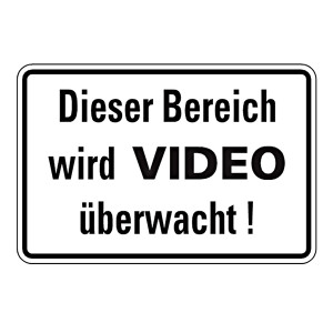 Hinweisschild "Dieser Bereich wird VIDEO überwacht!" Aluminium geprägt und gelocht 300 x 200 mm
