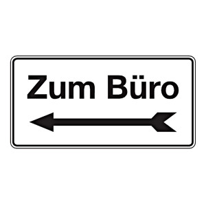 Hinweisschild "Zum Büro links" Aluminium geprägt und gelocht 300 x 150 mm