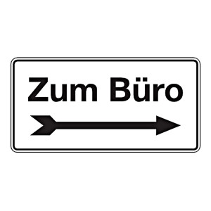 Hinweisschild "Zum Büro rechts" Aluminium geprägt und gelocht 300 x 150 mm