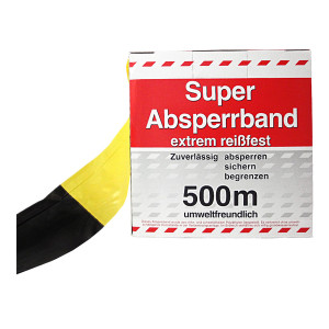 Absperrband Flatterband gelb/schwarz geblockt Rolle 80 mm x 500 m