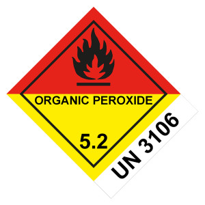 Gefahrzettel Gefahrgutaufkleber Klasse 5 Organische Peroxide mit UN 3106 Flamme Schwarz