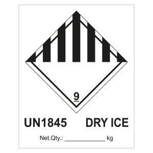 Gefahrzettel, Gefahrgutaufkleber Klasse 9 Verschiedene gefährliche Stoffe und Gegenstände mit UN1845 DRY ICE