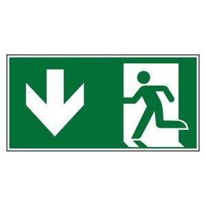 Rettungszeichen Rettungsweg/Notausgang abwärts DIN EN ISO 7010