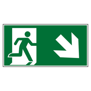 Rettungszeichen Rettungsweg/Notausgang rechts abwärts DIN EN ISO 7010