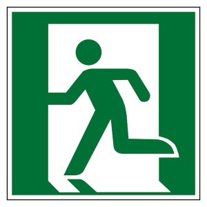 Rettungszeichen Rettungsweg/Notausgang links DIN EN ISO 7010 E001